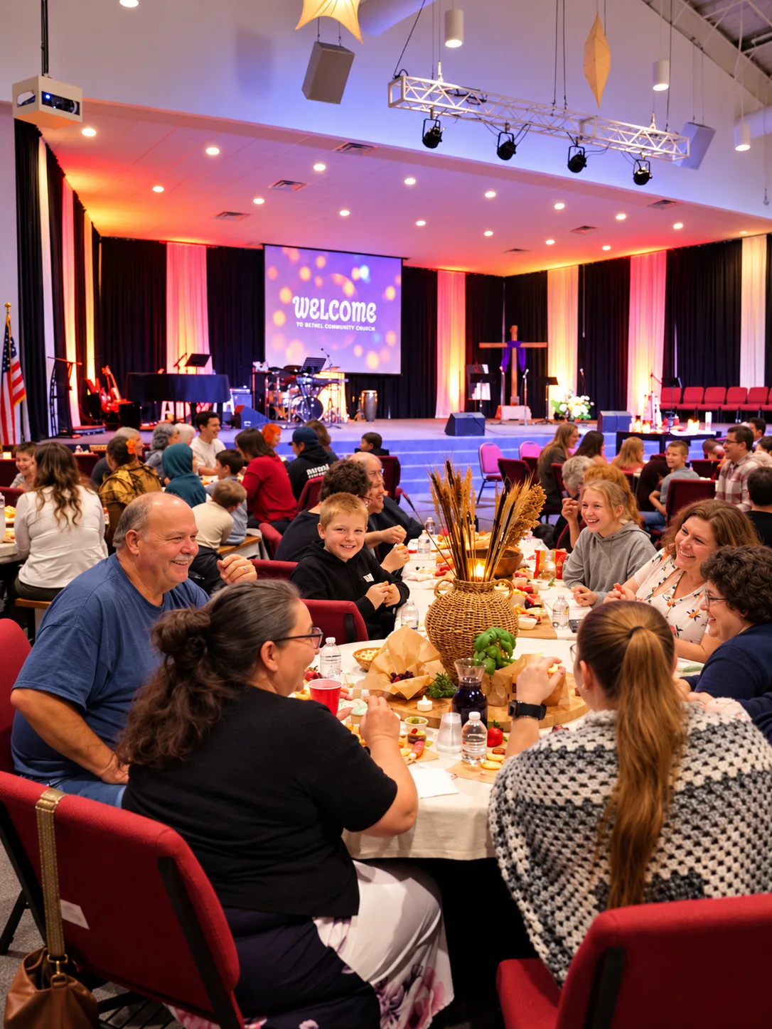 Church members laughing together at a gathering